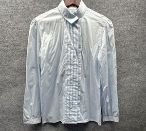 Vintage Mr Witt Blouse Women Size 16 Tuxedo Front  BlueRuffle Secretary 80's Y2K - Picture 1 of 11