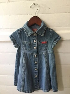 Guess Baby 6-9M Girls Jean Denim Dress Front Snap Closure 98% Cotton - Picture 1 of 2
