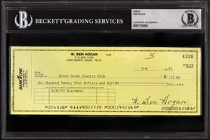 Ben Hogan 1993 firmado autografiado cheque personal encapsulado BAS Beckett - Imagen 1 de 2