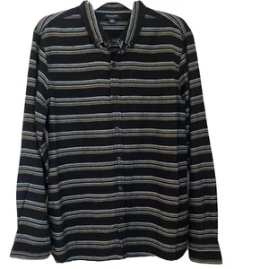VINTAGE STRUCTURE MENS SLIM FIT SHIRT LONG SLEEVES,MEDIUM BUTTON DOWN STRIPED - Picture 1 of 8
