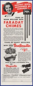 Vintage 1946 FARADAY Chimes Broilmaster Ephemera 1940's Print Ad - Picture 1 of 1