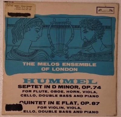 HUMMEL SEPTET IN D MINOR UK LOISAU-LYRE SOL 290 MELOS ENSEMBLE 1966 VINYL LP VG+ Foto 1 de 4