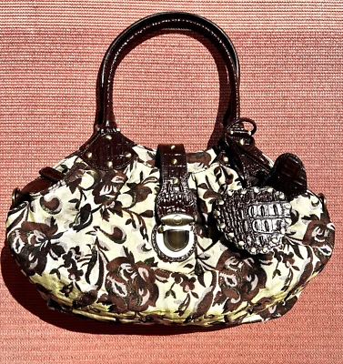 SHARIF Hobo Bag in Shimmering Floral Brocade with Croco Leather Trim - NEW!   - Image 1 of 4