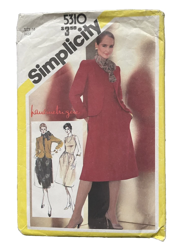 5310 Simplicity Sewing Pattern PAULINE TRIGERE Dress Jacket Scarf Size 16 - Image 1 of 1