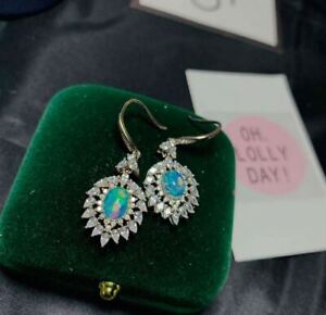 Handmade Opal Earrings, Fire Opal Earrings Jewelry Dangle Earrings, Dainty Drop 