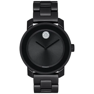 NEW MOVADO Ladies Movado BOLD Black Ceramic Watch 36mm Crystal Accent 3600535 - Picture 1 of 6