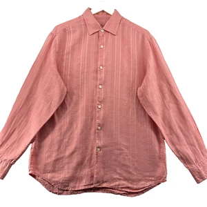 Tommy Bahama Men's Size M Solid Coral 100% Linen Long Sleeve Casual Shirt - Picture 1 of 10