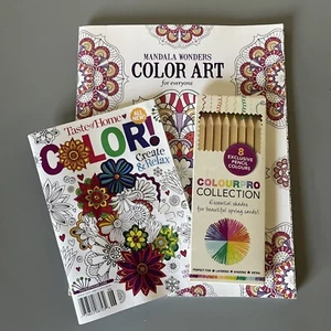 Set of two Coloring Books with Colored Pencils - Picture 1 of 3