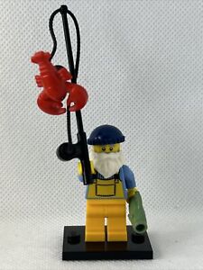 Lego Fisherman Minifigure Collectible Series 3 With Pole And Fish Plus Lobster