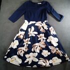 Cupshe Dress Womens Medium Blue Short Sleeve Floral Pockets Casual Fit & Flare