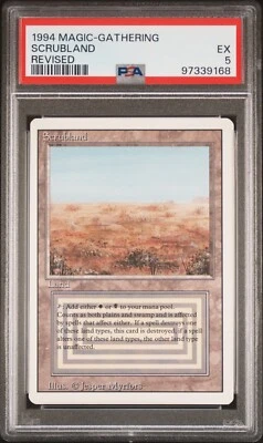 MTG Magic The Gathering Dual Lands Revised Scrubland PSA EX 5 - Image 1 of 2