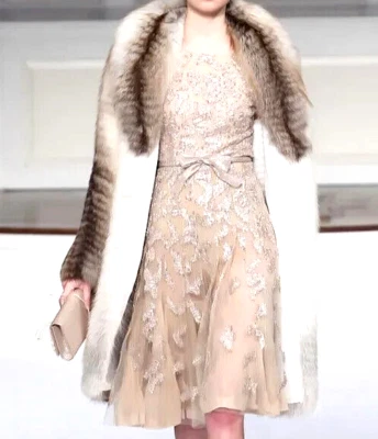 Oscar de la Renta 2011 Runway Embellished Bow Belted Silk Cocktail Dress US 6 - Image 1 of 4