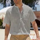 Men's Lightweight Henley Shirt Short Sleeve Hippie Casual Loose Beach Shirt Tops