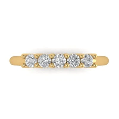 VVS1 Zirconia Diamond Half-Eternity Ring, Solid Gold Stackable Band (0.35 cttw) - Image 1 of 4
