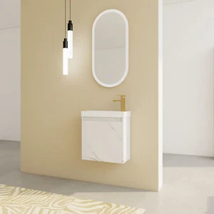 Gabinete de tocador de baño flotante de montaje en pared de 20"" con fregadero de resina para espacios pequeños - Imagen 1 de 1
