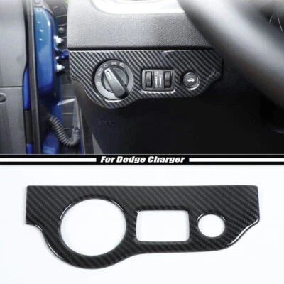 Interruptor botón panel moldura fibra carbono para Dodge Charger 2010-2023 coche Foto 1 de 4