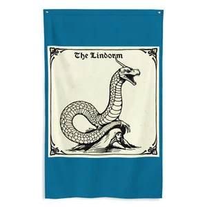 Lindorm Medieval Woodcut Flag Lindwurm Lindwyrm Wyvern - Picture 1 of 1
