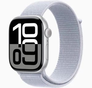 New, genuine, Sealed apple watch series 10 46mm silver gps Blue Cloud Sport Loop - Photo 1 sur 5