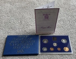 1982 Coinage Of GB & NI. 7 Proof Coins, Royal Mint Medal & Info Card. Envelope - Picture 1 of 5