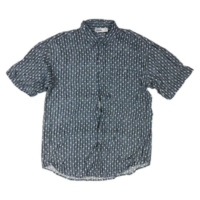 Basic Editions Crazy Patterned Shirt Short Sleeve Blue Summer Mens XL - Image 1 of 4