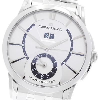 Maurice Lacroix Pontus Grand Guichet Gmt Date Pt6208 AT SS Silver 40mm Rank AB   - Image 1 of 4