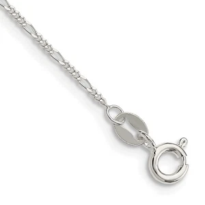 Sterling Silver 1.2mm Figaro Chain Anklet Necklace - Picture 1 of 1