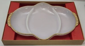 Bandeja Relish Anchor Hocking Fire King Blanco Leche Vidrio Borde Dorado De Colección 11 pulgadas - Imagen 1 de 11