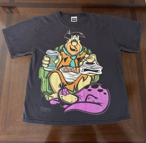 Vintage Flintstones T-Shirt (Fred-Dino) Double Sided 1993 Faded Distressed XL - Picture 1 of 12