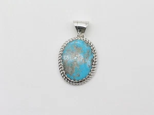 Native American Navajo Handmade Sterling Silver and Turquoise Pendant - Picture 1 of 7