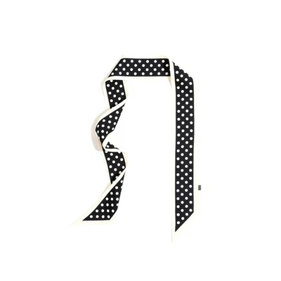 Women's 100%Silk Scarf Ribbon Polka Dot Skinny Scarf Hair Tie Bag Handle Wrap48” - Image 1 of 4
