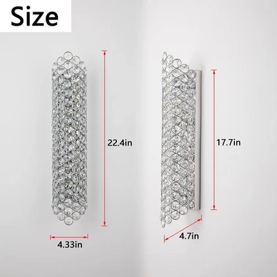 Aplique de pared de cristal de tira larga de 4 luces, moderno luminoso de pared cromado con S... Foto 1 de 4