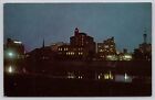 Dayton Ohio, City Skyline at Night Lights, Vintage Postcard