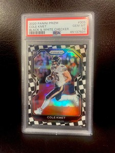 Cole Kmet 2020 PANINI PRIZM #305 RC ROOKIE BLACK & WHITE CHECKER SP PSA 10 POP 3