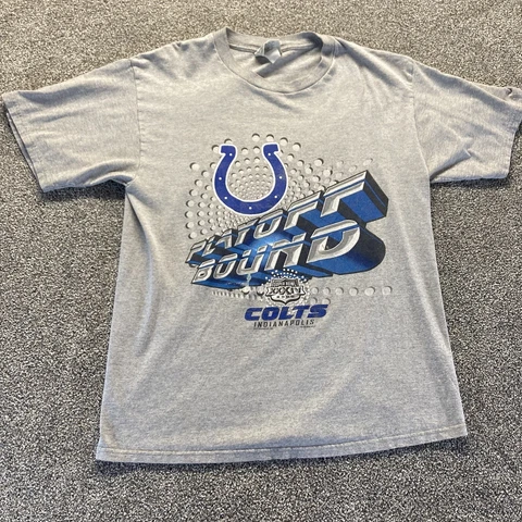 Vintage Indianapolis Colts Shirt Mens Large Gray Lee Sport 2000 Playoff Bound Cover