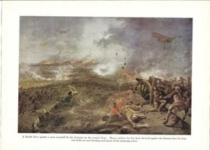 Original 1919 colored Print WWI British/German Battle Art/Soldier's leg explode - Picture 1 of 1