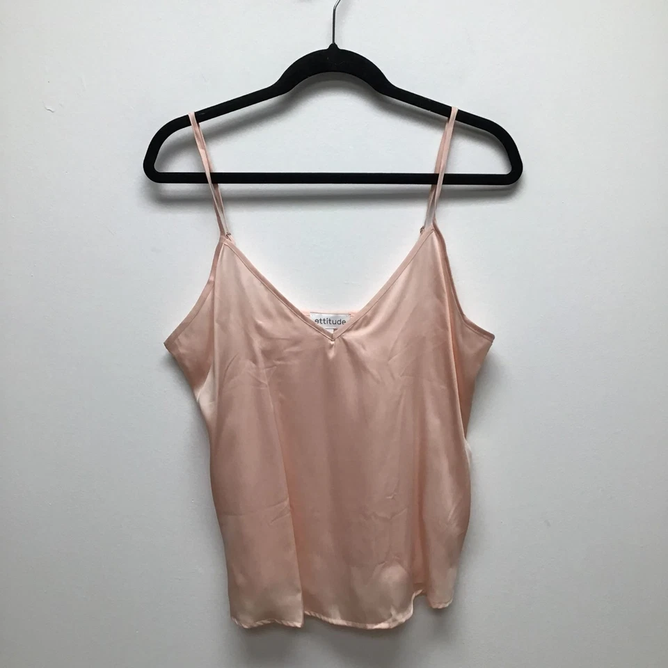 Camisola Ettitude Mujer Rosa Sin Mangas Cuello en V Correa Ajustable Satén Dormir M Foto 1 de 4