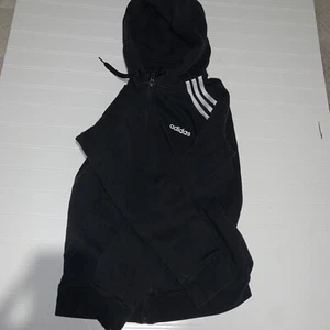 Adidas Black Full Zip Track Jacket Youth Kids Size M - Picture 1 of 6