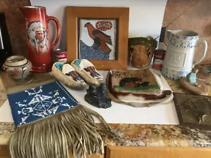 Antique Native American Beaded Eagle Bird Phoenix Framed Thunderbird Folk Art - Picture 1 of 12