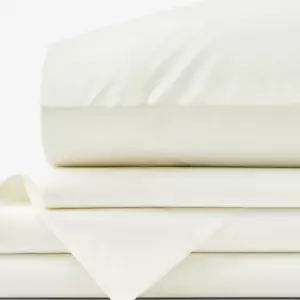 The Company Store Company Cotton Classic Cool Cotton Percale Sheet Set, Ivory - Picture 1 of 11