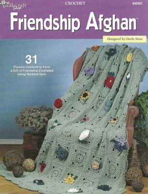 Friendship Afghans Crochet Wild Rose Zinnia Blue Bell Calla Lily Poppy Aster OOP - Image 1 of 2