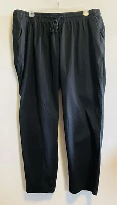 Calça feminina Ulla Popken preta elástica algodão cintura cordão tamanho 24 - Imagem 1 de 4