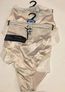 2x M&S Rosie Autograph Alabaster Luxe Silk & Lace High Leg Knickers Size UK 28 - Picture 1 of 6