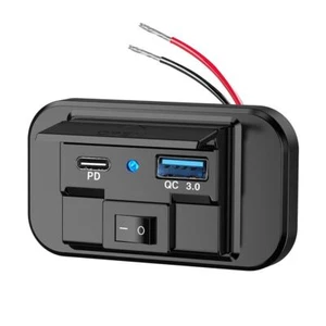 Surface Mount Dual USB Car Charger Socket Power Adapter Panel Mount 36W - Picture 1 of 14
