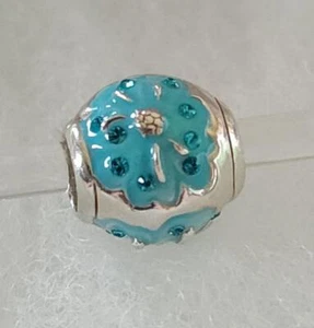 Chamilia RADIANT BLOOMS ~MOM~ Swarovski, Teal Enamel & Sterling Bead 2025-1864 - Picture 1 of 6