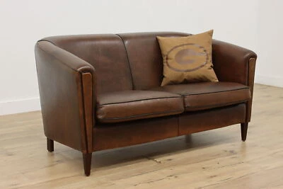 French Vintage Art Deco Sheep Leather Couch or Loveseat #53967 - Image 1 of 4