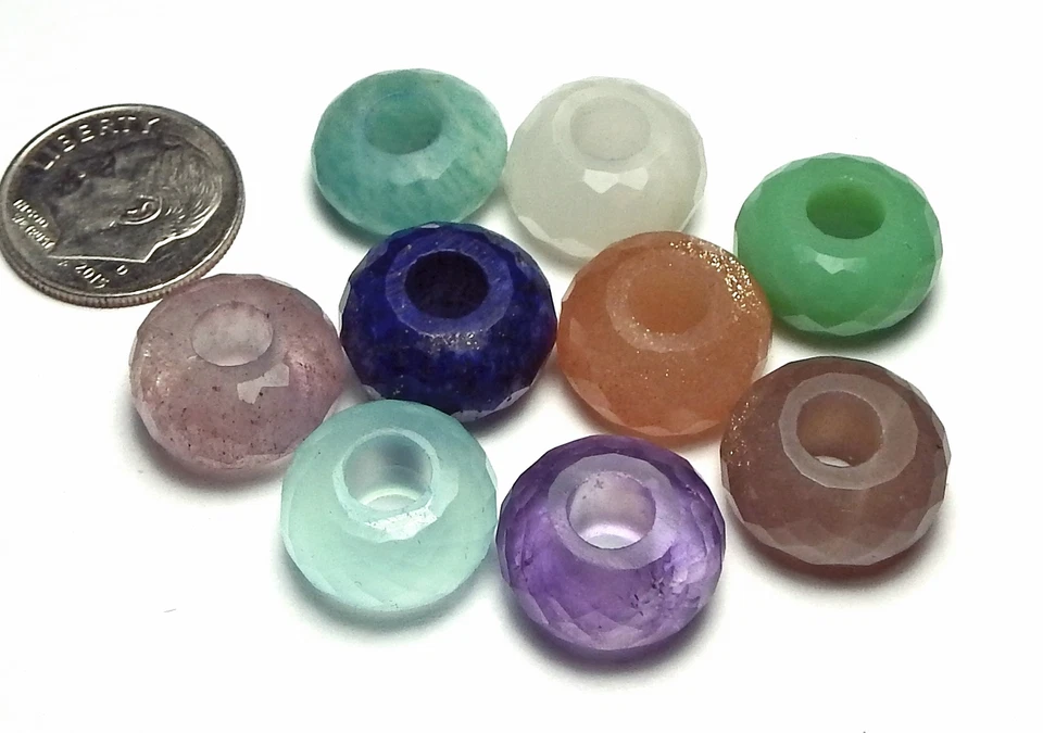 2 piezas Cuentas Rondelle Facetadas 14mm 5mm AGUJERO GRANDE *Elige Piedra* Foto 1 de 1