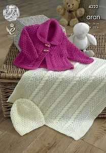 King Cole 4222 Knitting Pattern Jacket, Blanket and Hat in Comfort Aran - Picture 1 of 1