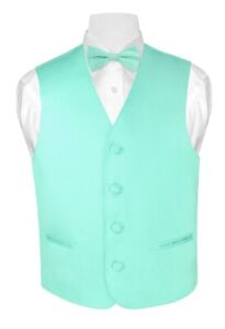 BOY'S Dress Vest & BOW TIE Solid AQUA GREEN Color BowTie Set for Suit or Tux