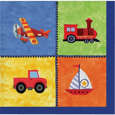 Airplane Napkins Train Truck Boat Beverage Napkin Birthday Party  On the Go 16ct - Image 1 of 2