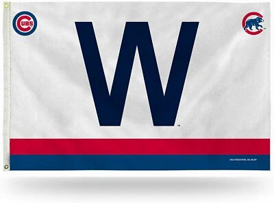3x5 outdoor Flag - MLB Baseball - Chicago Cubs "W" - Retro  - Image 1 of 2
